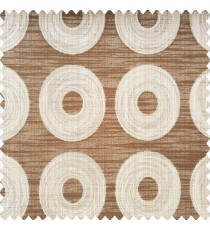 Chocolate brown and beige color geometric circles design shapes texture layers with horizontal lines polyester main curtain